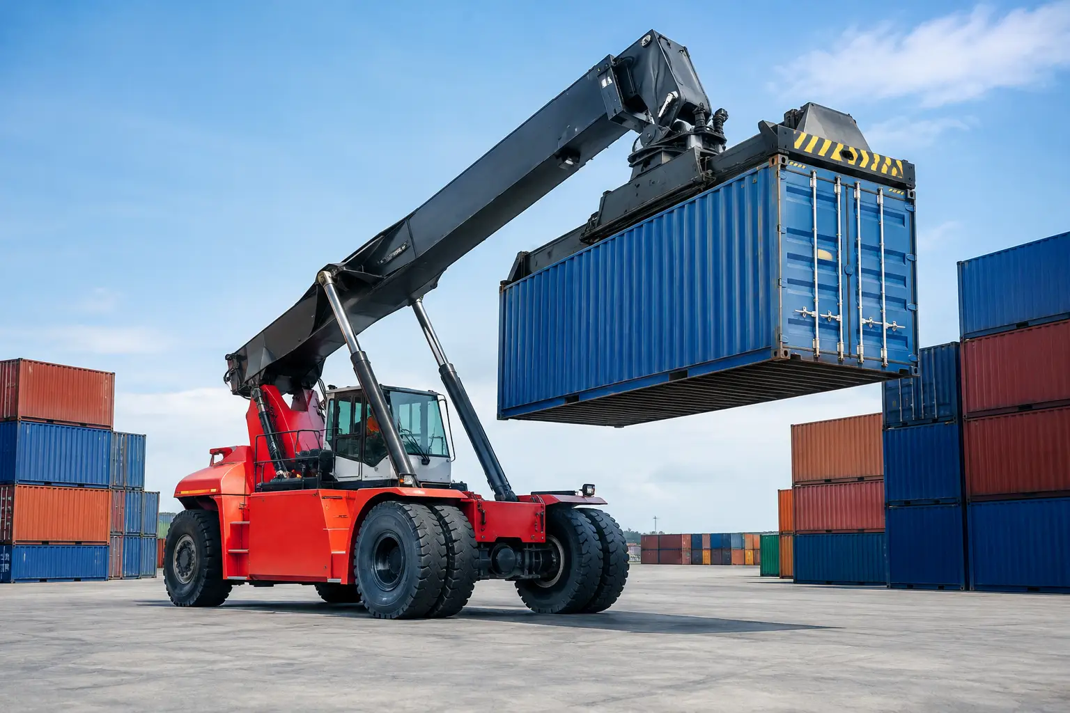 Grúa reach stacker para contenedores en patio