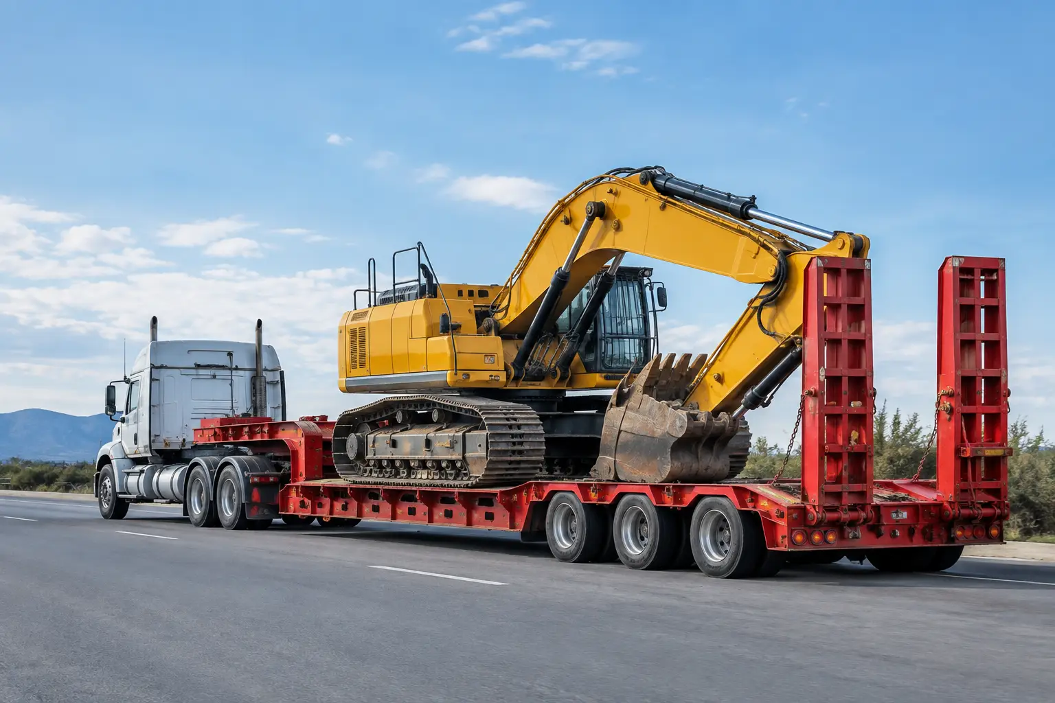 Transporte lowboy para maquinaria pesada en México